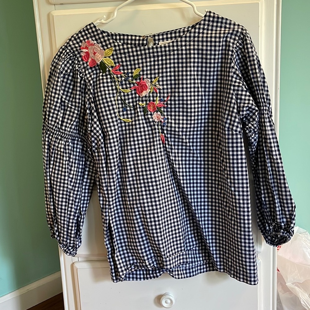 Navy gingham long sleeve